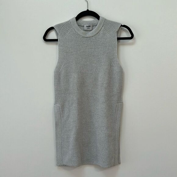 Wilfred Aritzia Durandal Sweater Vest Turtle Neck Wool Side Slit Size XS Grey - Picture 3 of 9